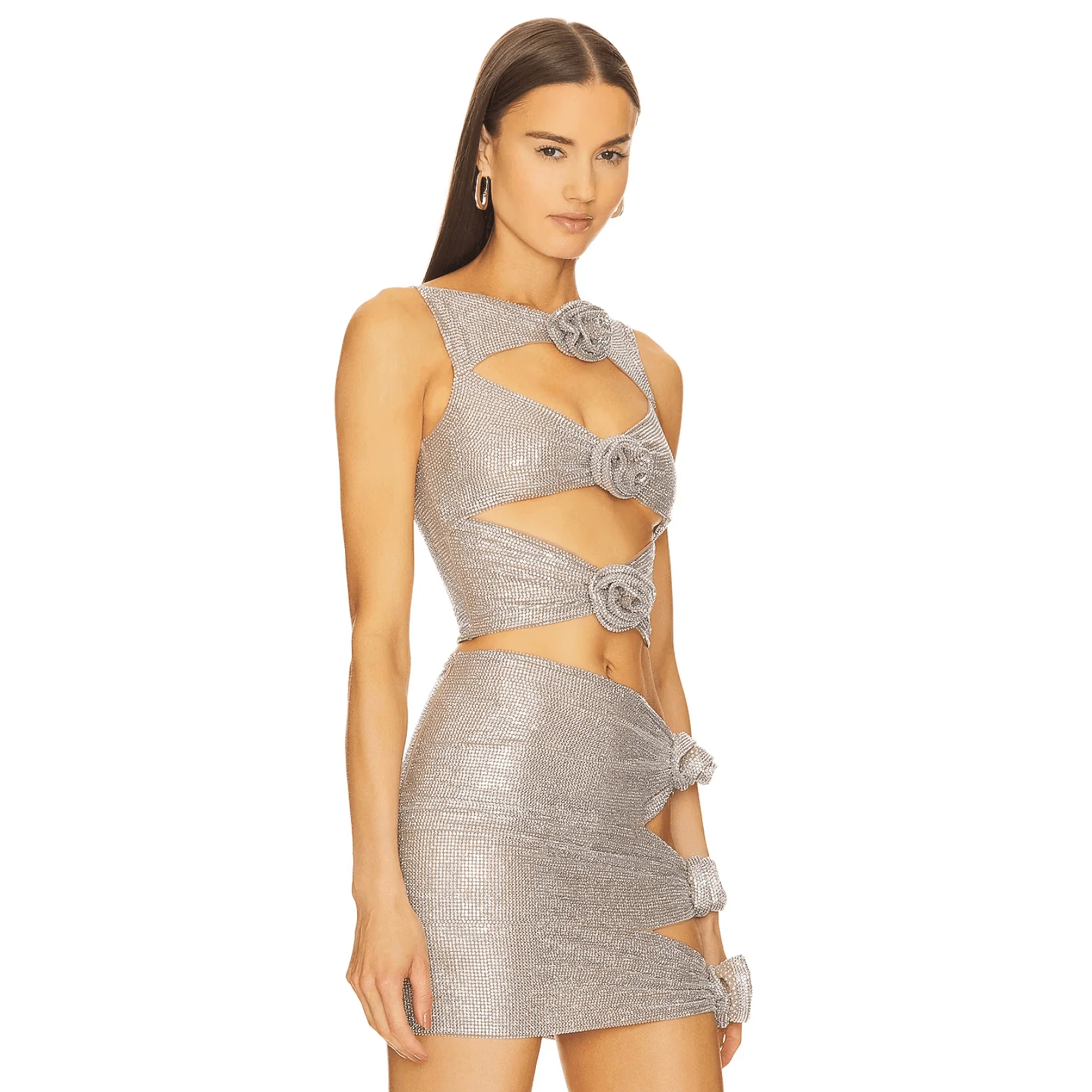 Sparkling Rhinestone Two-Piece Dress Set