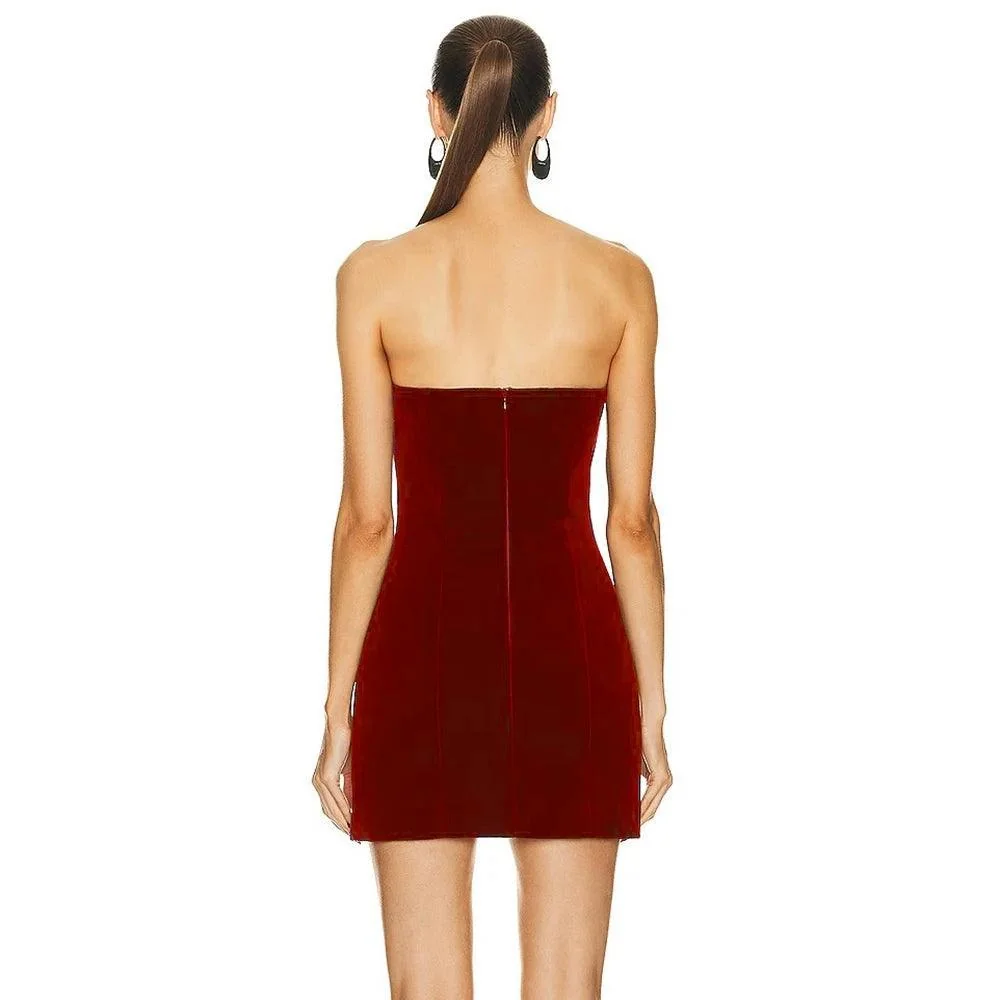 Red Diamond Heart Strapless Mini Dress