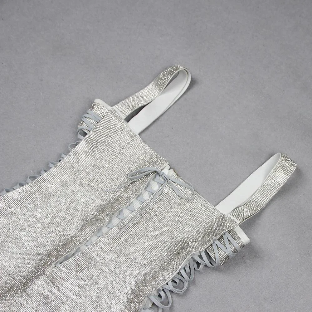 Elegant Diamond Halter Neck Backless Mini Dress