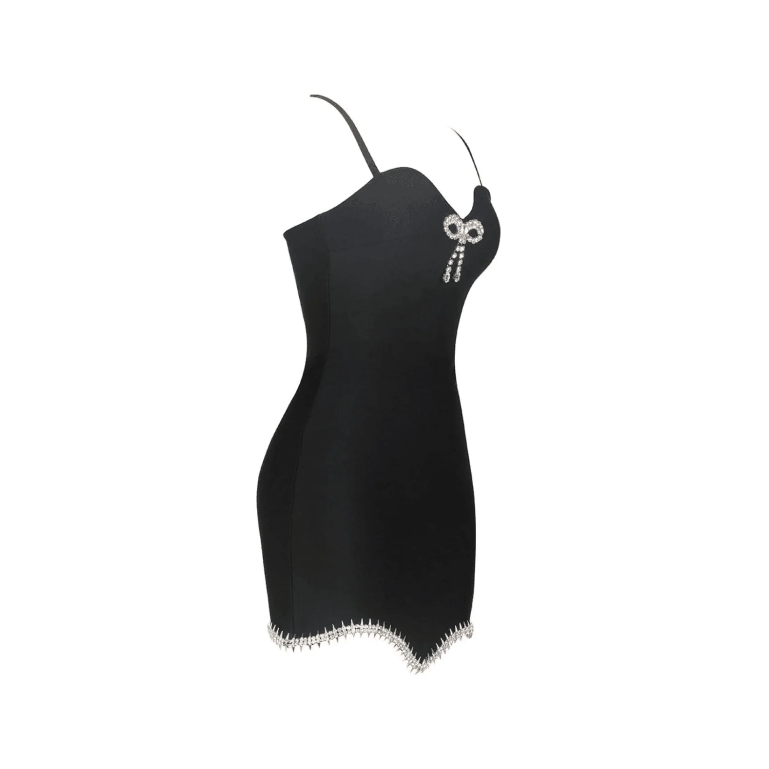 Bow Detail Sparkling Diamond Mini Dress