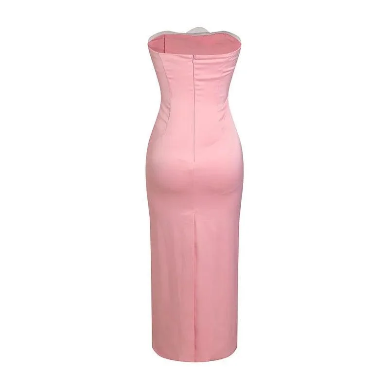 Pink Crystal Heart Maxi Dress