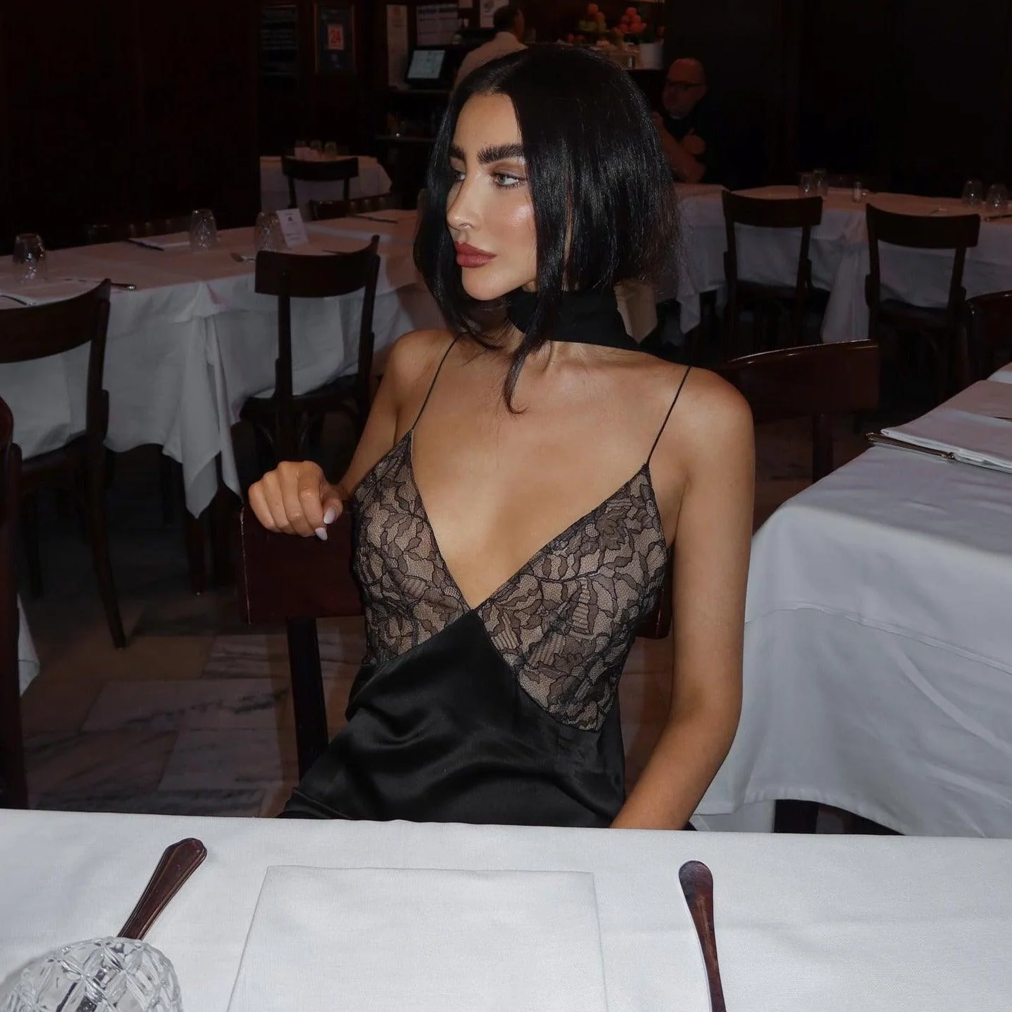 Elegant Black Lace Fishtail Maxi Dress