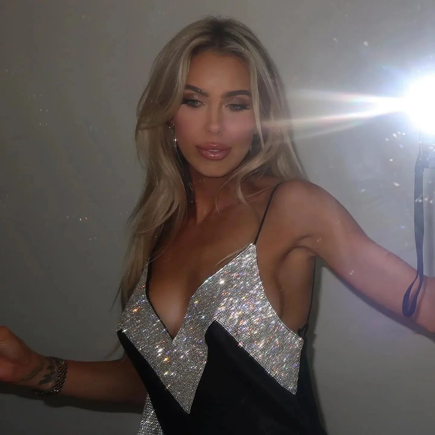 Elegant Crystal Embellished Maxi Dress in Black