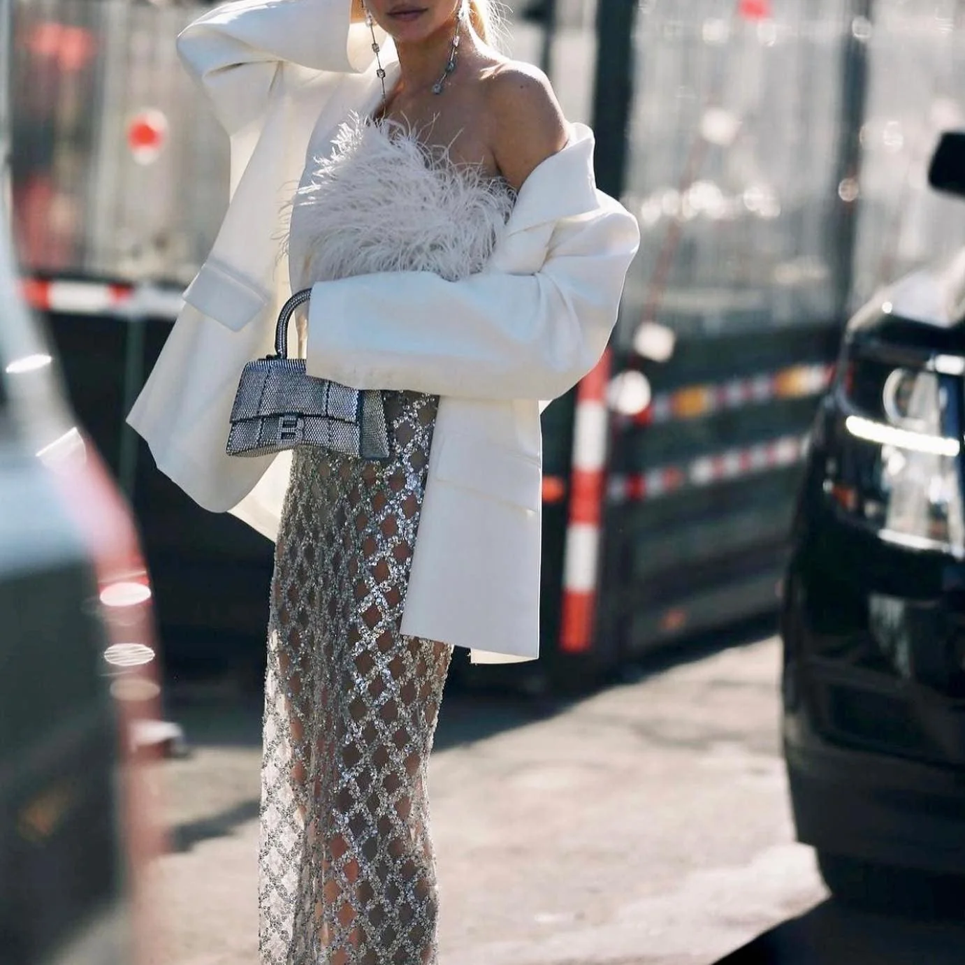 Glamorous Feather Sequin Two-Piece Set