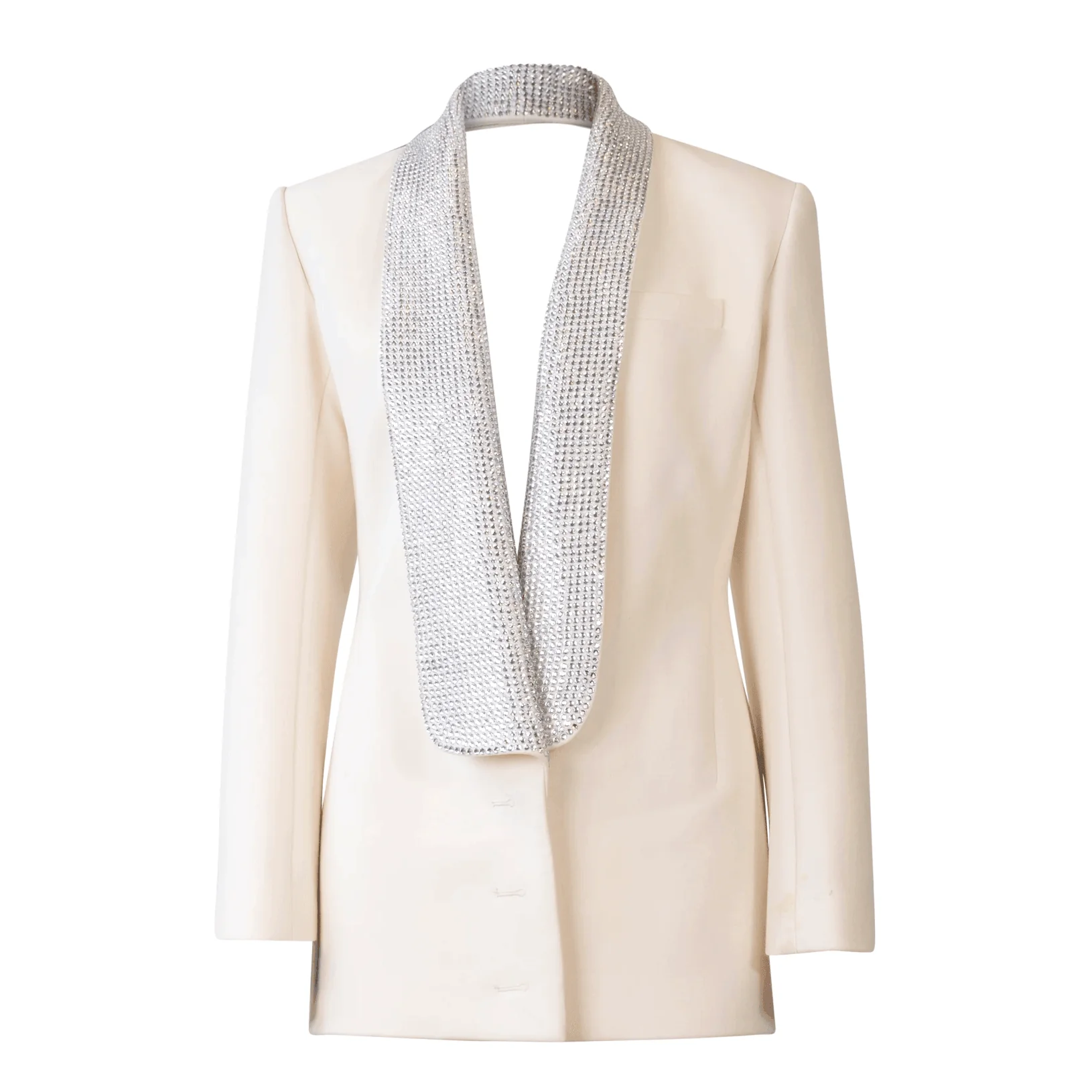 Chic Crystal Embellished Blazer Mini Dress Ivory