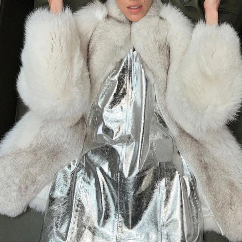 Silver Faux Leather Sleeveless Mini Dress