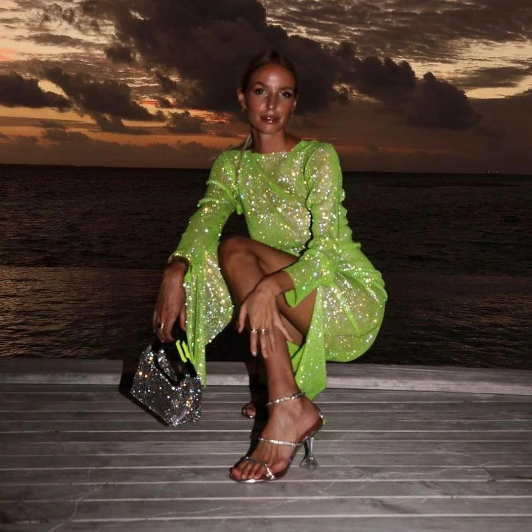 Glamorous Rhinestone Embellished Midi Dress