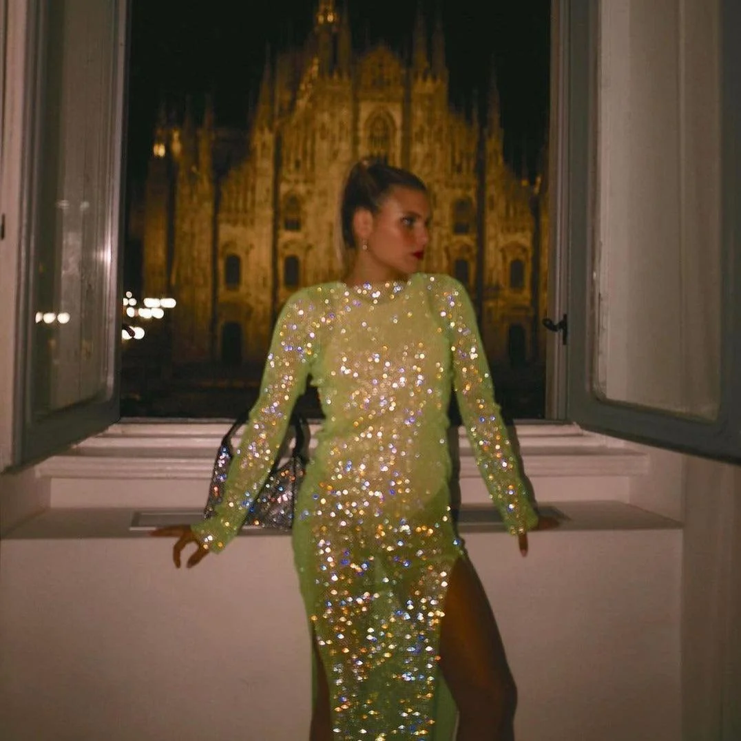 Glamorous Rhinestone Embellished Midi Dress