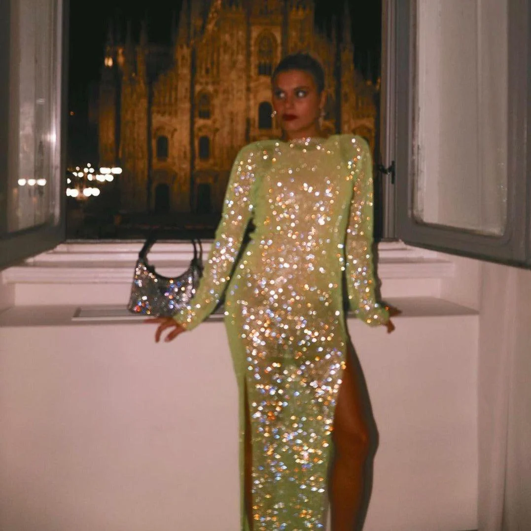 Glamorous Rhinestone Embellished Midi Dress