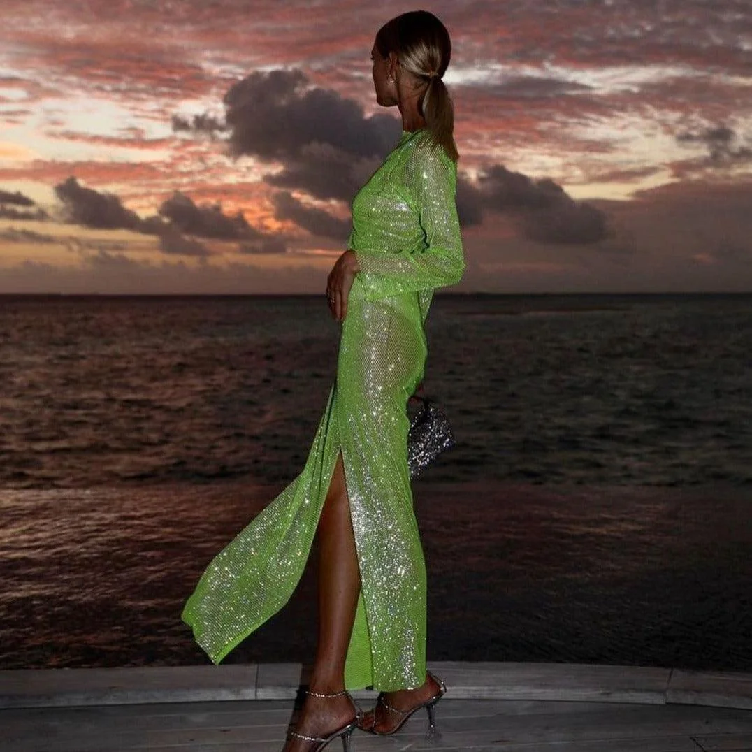 Glamorous Rhinestone Embellished Midi Dress