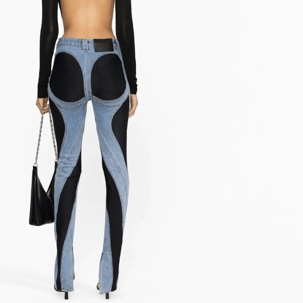 Trendy Two-Tone High Waist Denim Jeans for Women