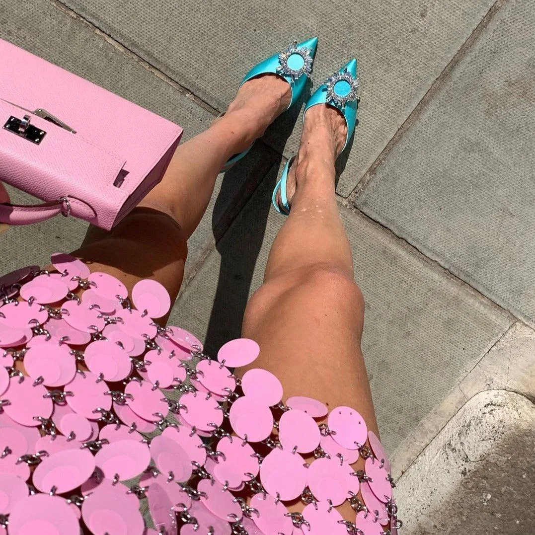 Sequin Embellished Mini Skirt - Silver, Black, Yellow, Pink