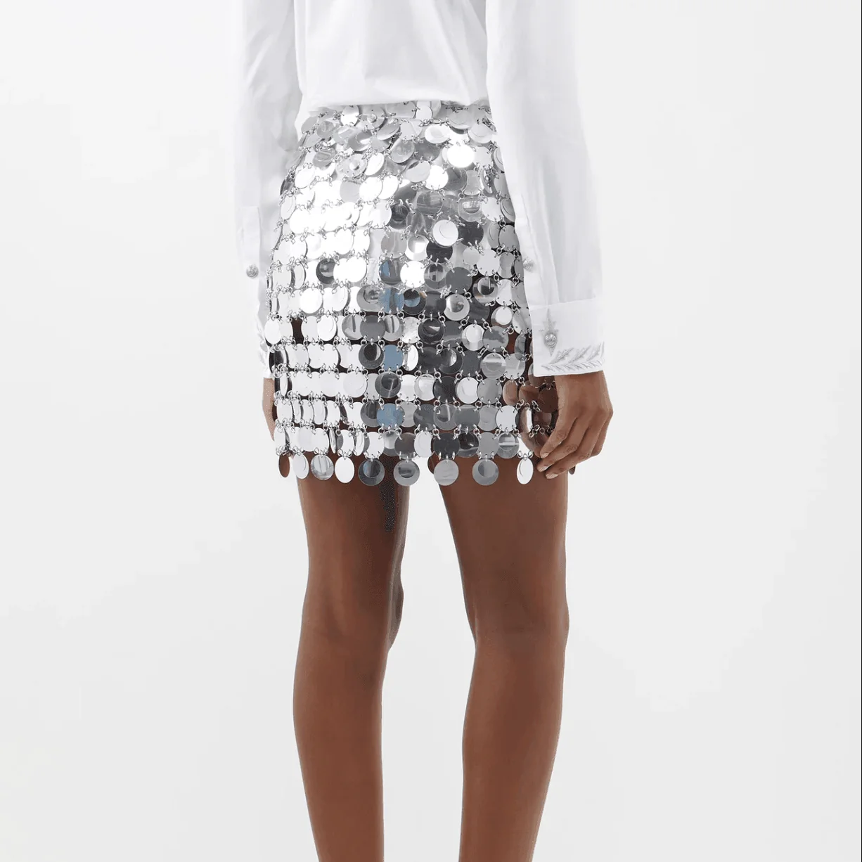 Sequin Embellished Mini Skirt - Silver, Black, Yellow, Pink