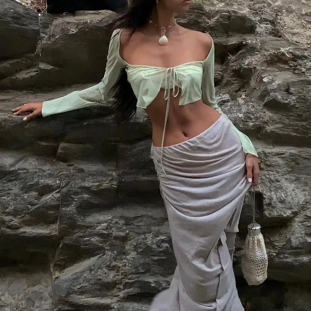 Floral Print Chiffon Tie-Front Crop Top