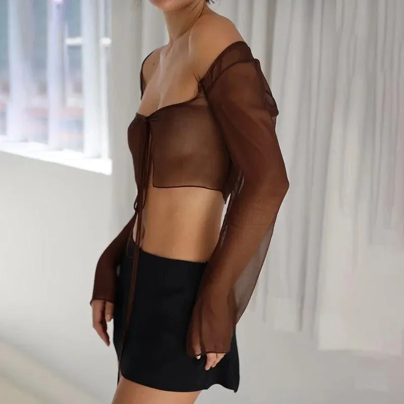 Floral Print Chiffon Tie-Front Crop Top