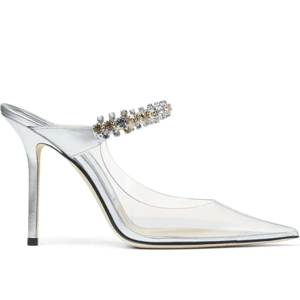 Crystal Embellished Transparent Heels - Elegant Jelly Bean Design