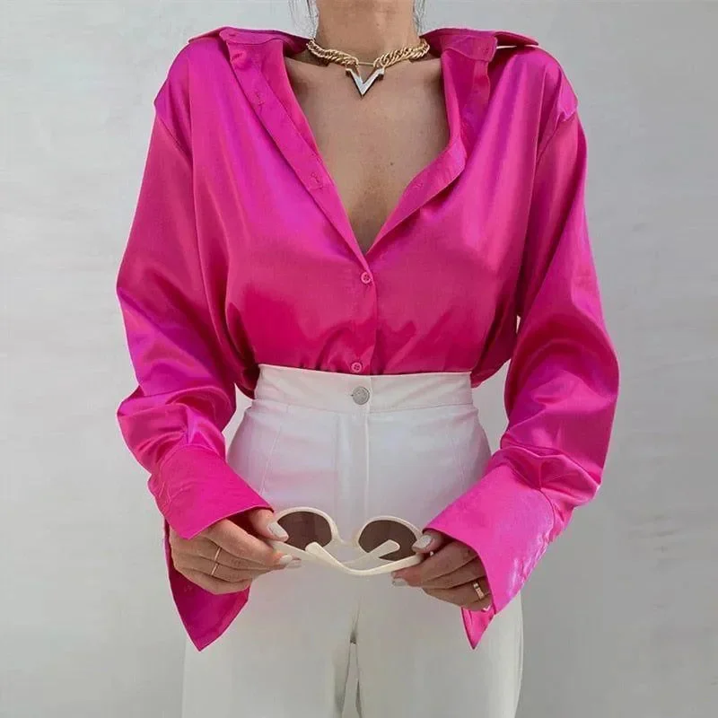 Elegant Satin Bow Blouse for Women