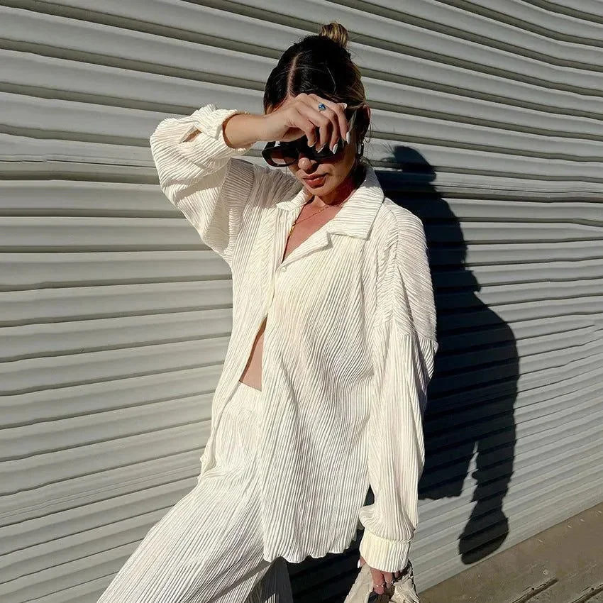 Oversized Vintage Two-Piece Matching Set in Chic Style