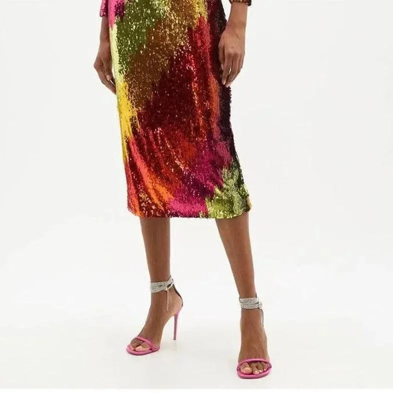 Ankle Strap Sandals with Crystal Embellishment for Women - Black/Rose/Purple/Gold