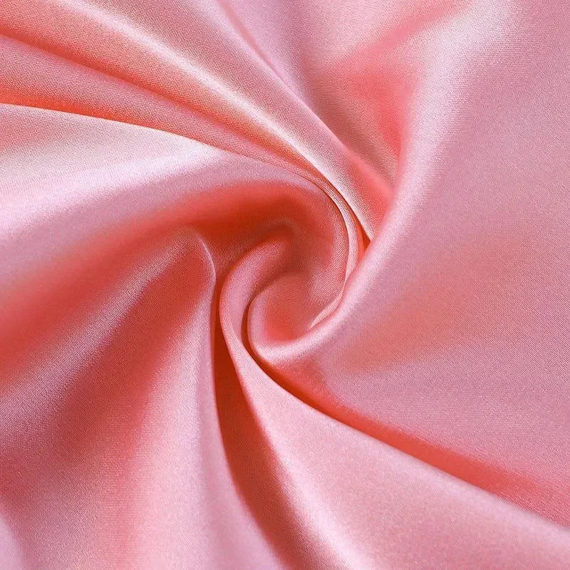 Pink Satin Tie Up Crop Top and Shorts Set