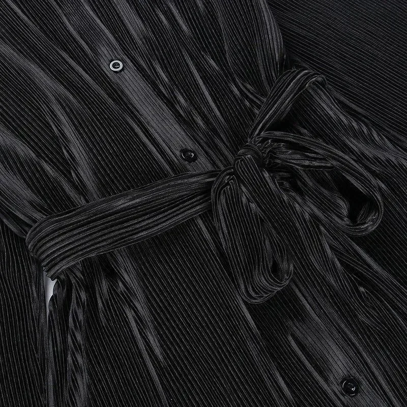 Chic Pleated Shirt Dress