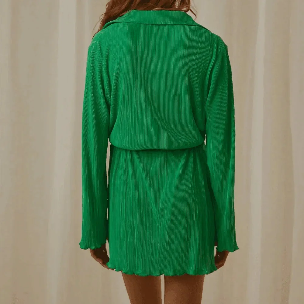 Chic Pleated Shirt Dress