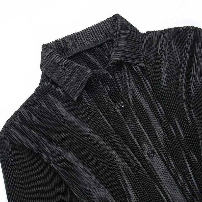 Chic Pleated Shirt Dress