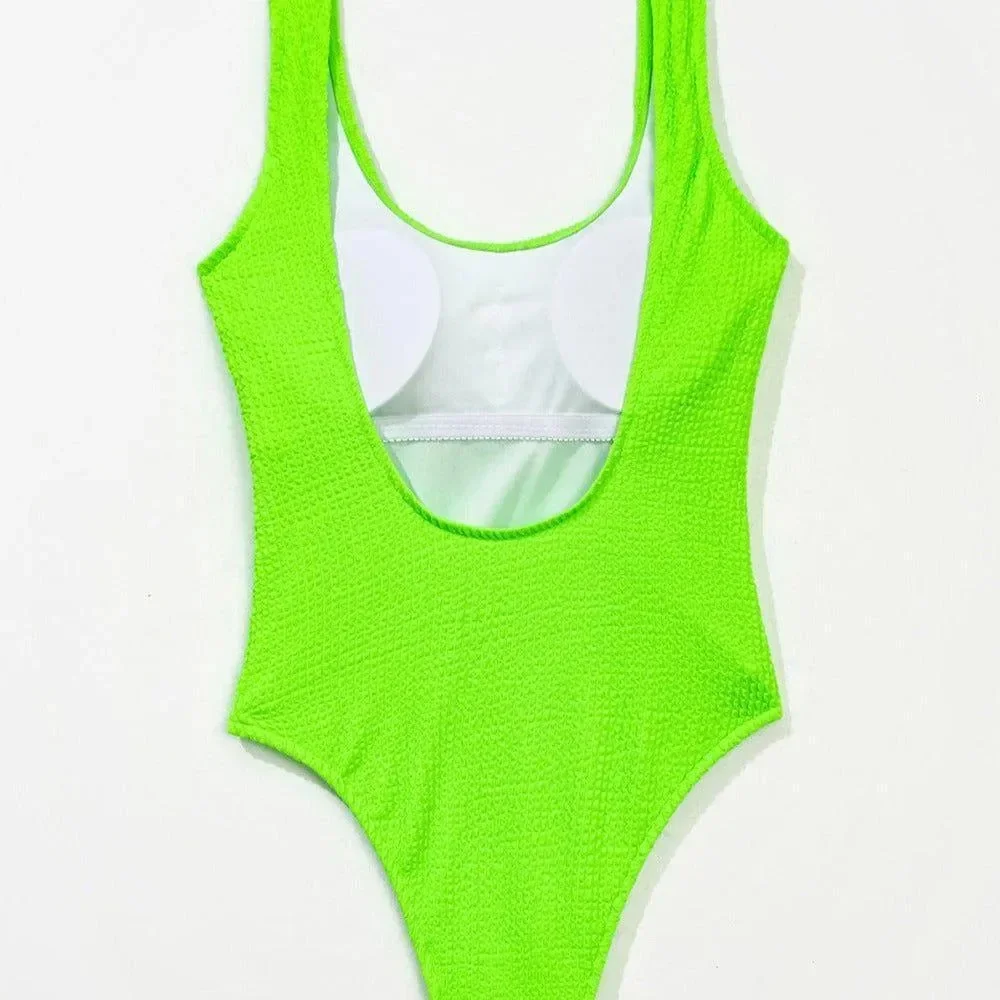 Crinkle Textured Spotlight One-Piece Swimsuit - Elegant Swimwear