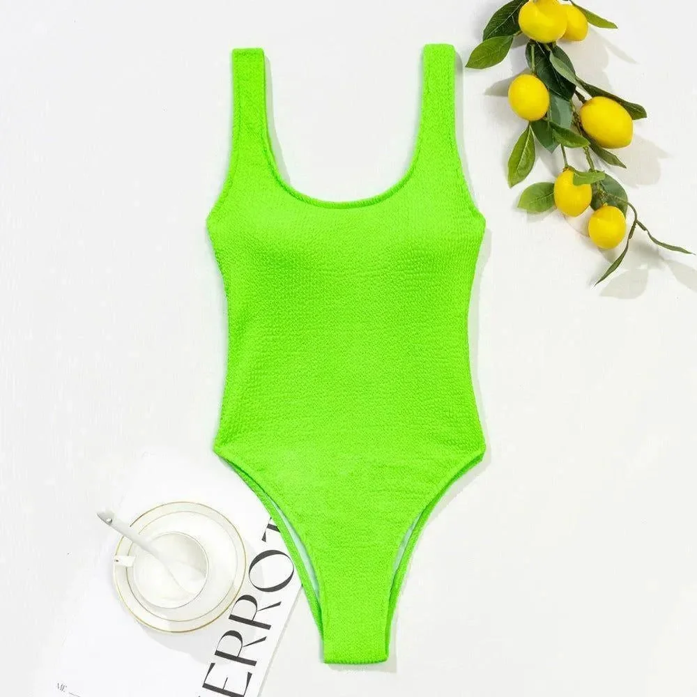 Crinkle Textured Spotlight One-Piece Swimsuit - Elegant Swimwear
