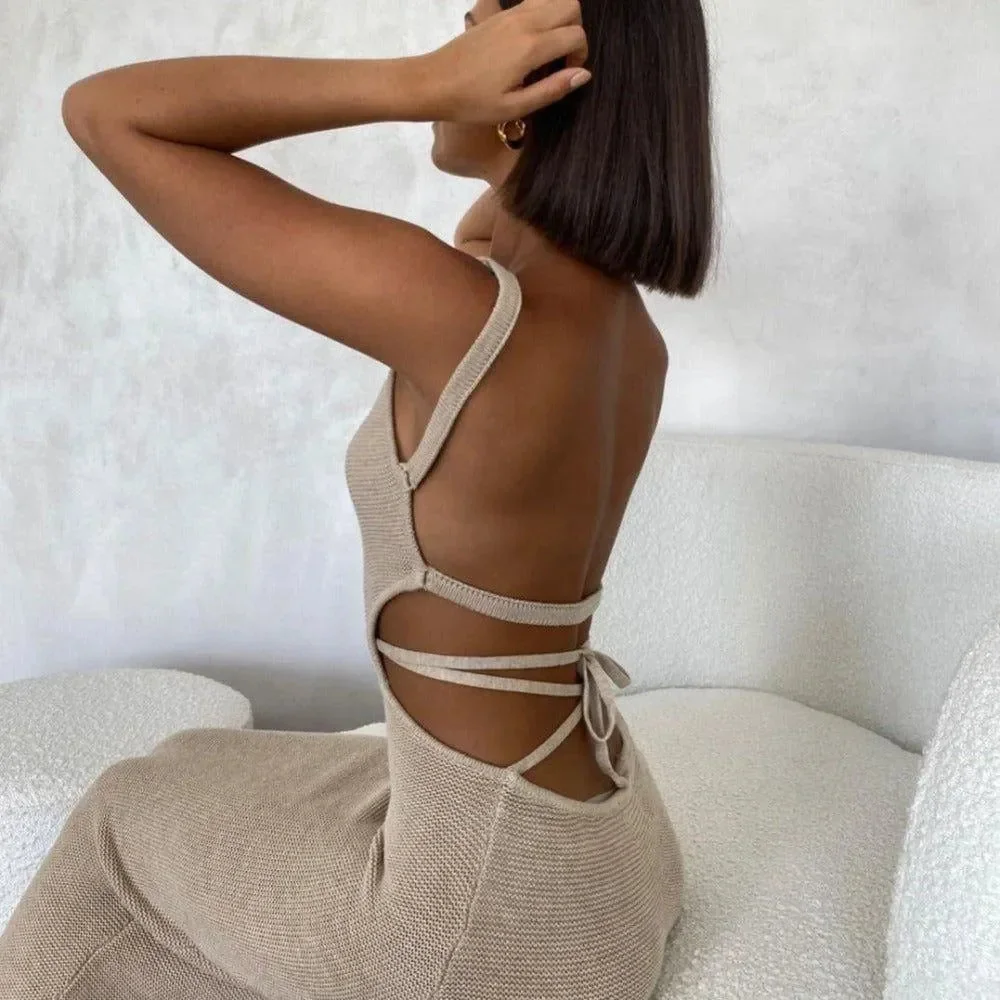 Elegant Halter Neck Maxi Dress