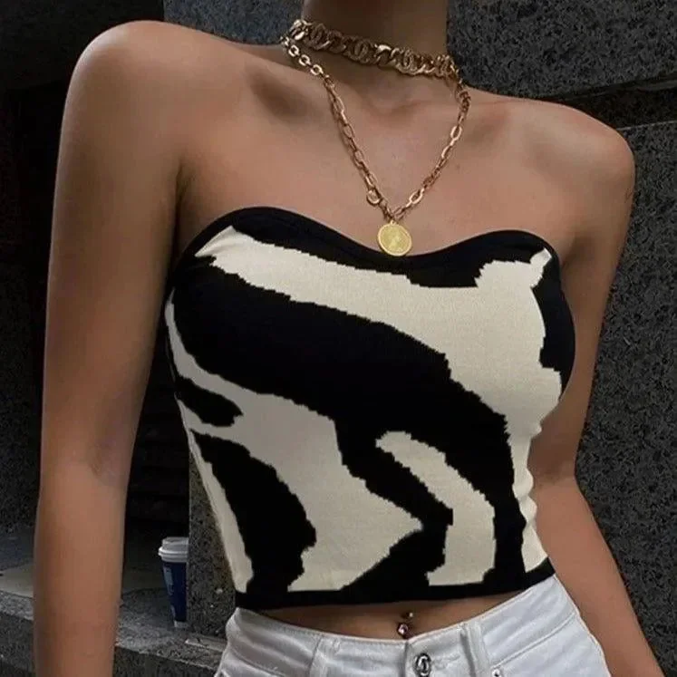 Animal Print Cropped Cotton Top - Chic Fashion Statement