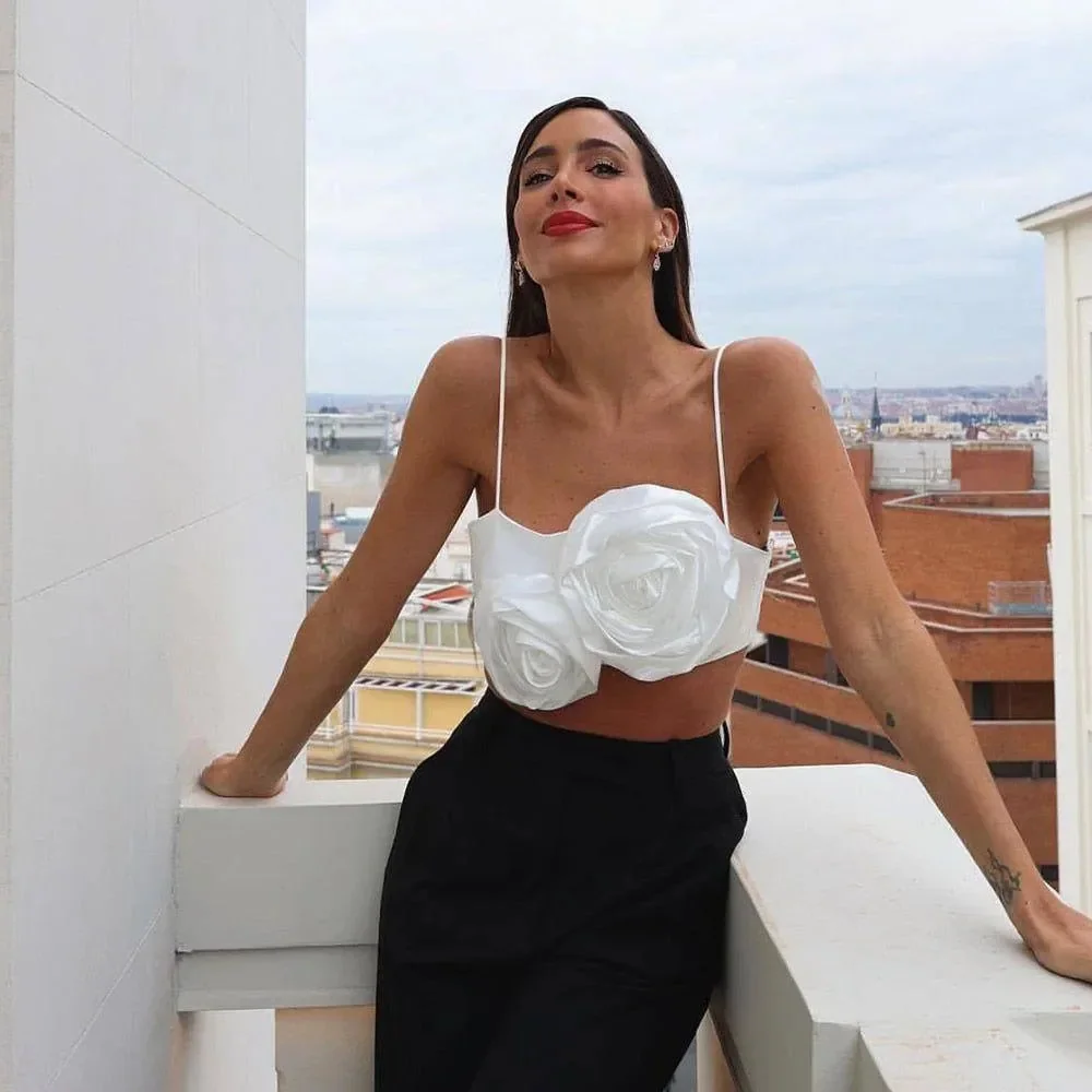 Satin Sweetheart Neck Crop Top