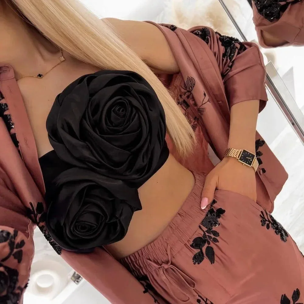 Satin Sweetheart Neck Crop Top