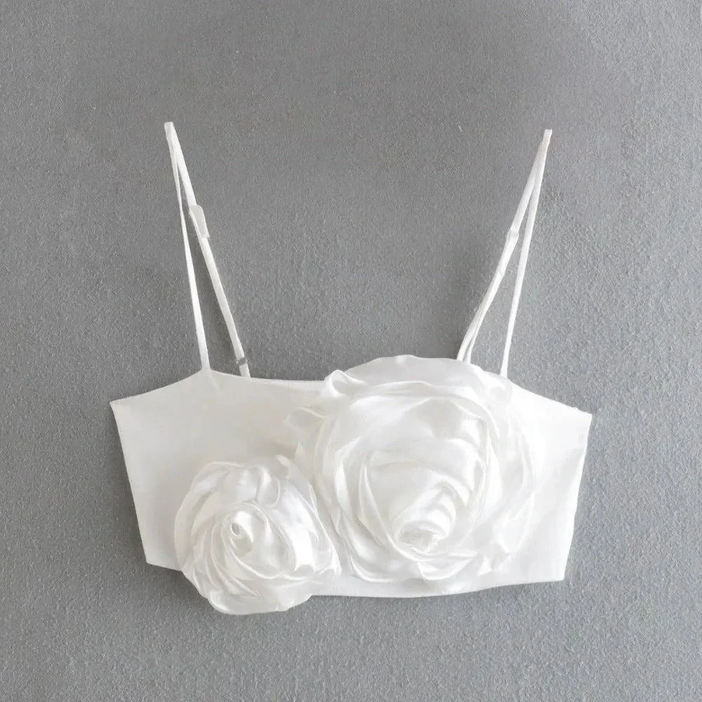 Satin Sweetheart Neck Crop Top