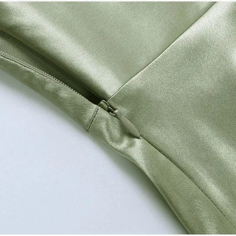 Elegant Satin Ruched Midi Dress - Flattering Adjustable Straps