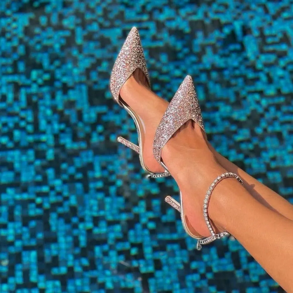 Crystal Sparkle Jewelry Heels - Elegant Crystal Embellished Shoes
