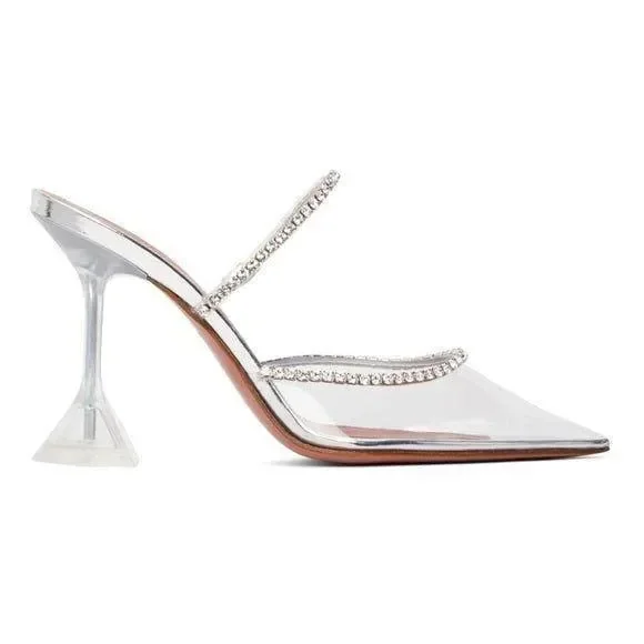 Crystal Embellished Satin High Heels - Elegant Evening Shoes