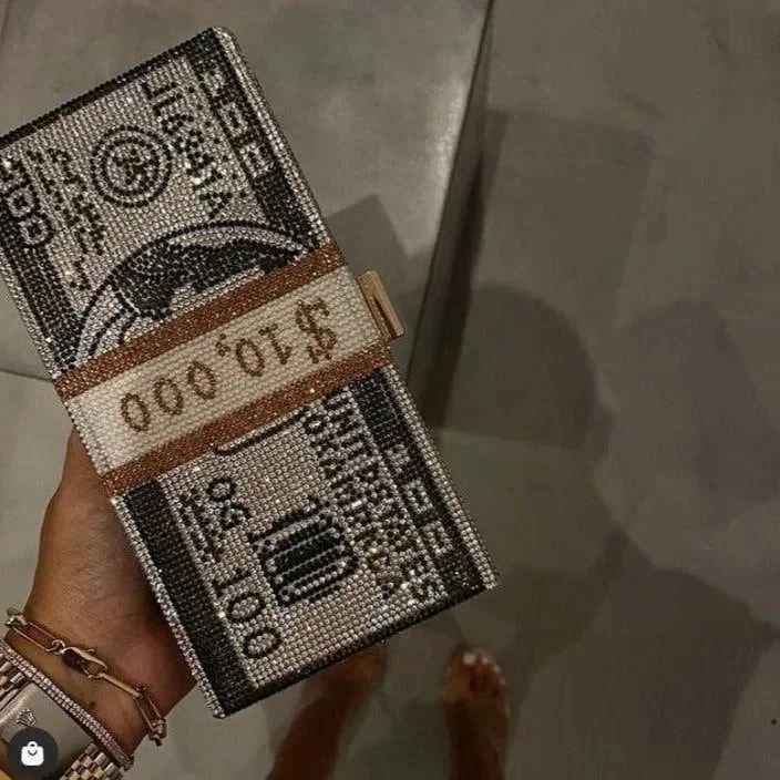 Rhinestone Sparkle Clutch in Pink or Gray, Elegant Evening Bag