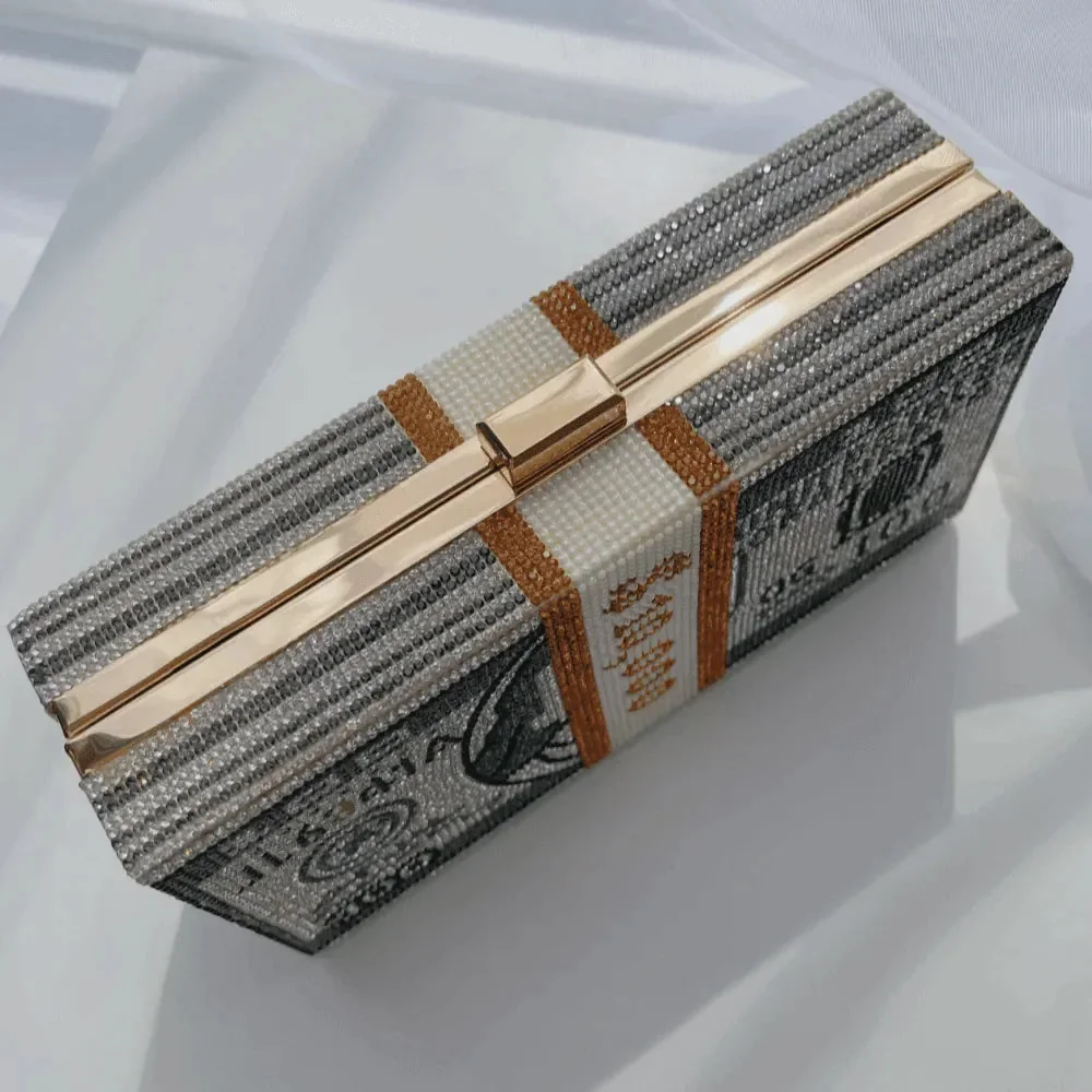 Rhinestone Sparkle Clutch in Pink or Gray, Elegant Evening Bag