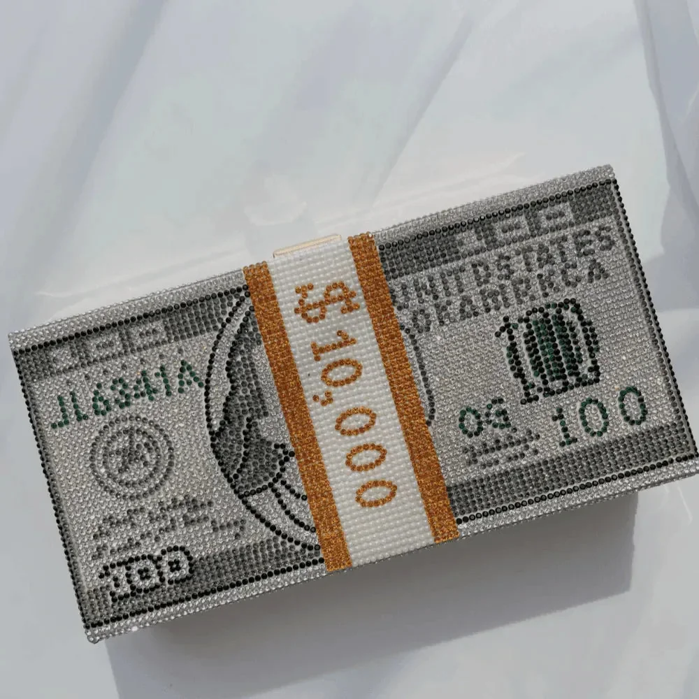 Rhinestone Sparkle Clutch in Pink or Gray, Elegant Evening Bag