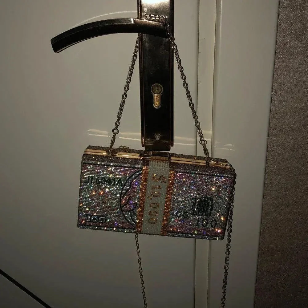 Rhinestone Sparkle Clutch in Pink or Gray, Elegant Evening Bag