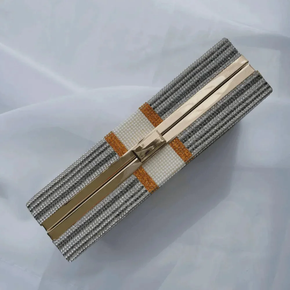 Rhinestone Sparkle Clutch in Pink or Gray, Elegant Evening Bag