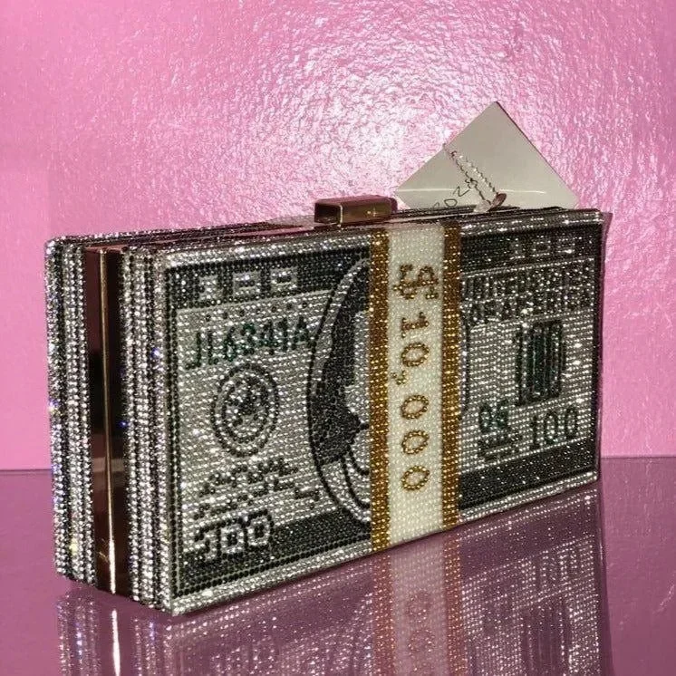 Rhinestone Sparkle Clutch in Pink or Gray, Elegant Evening Bag