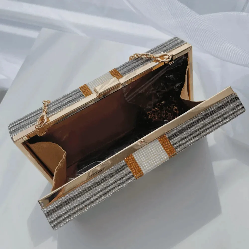 Rhinestone Sparkle Clutch in Pink or Gray, Elegant Evening Bag