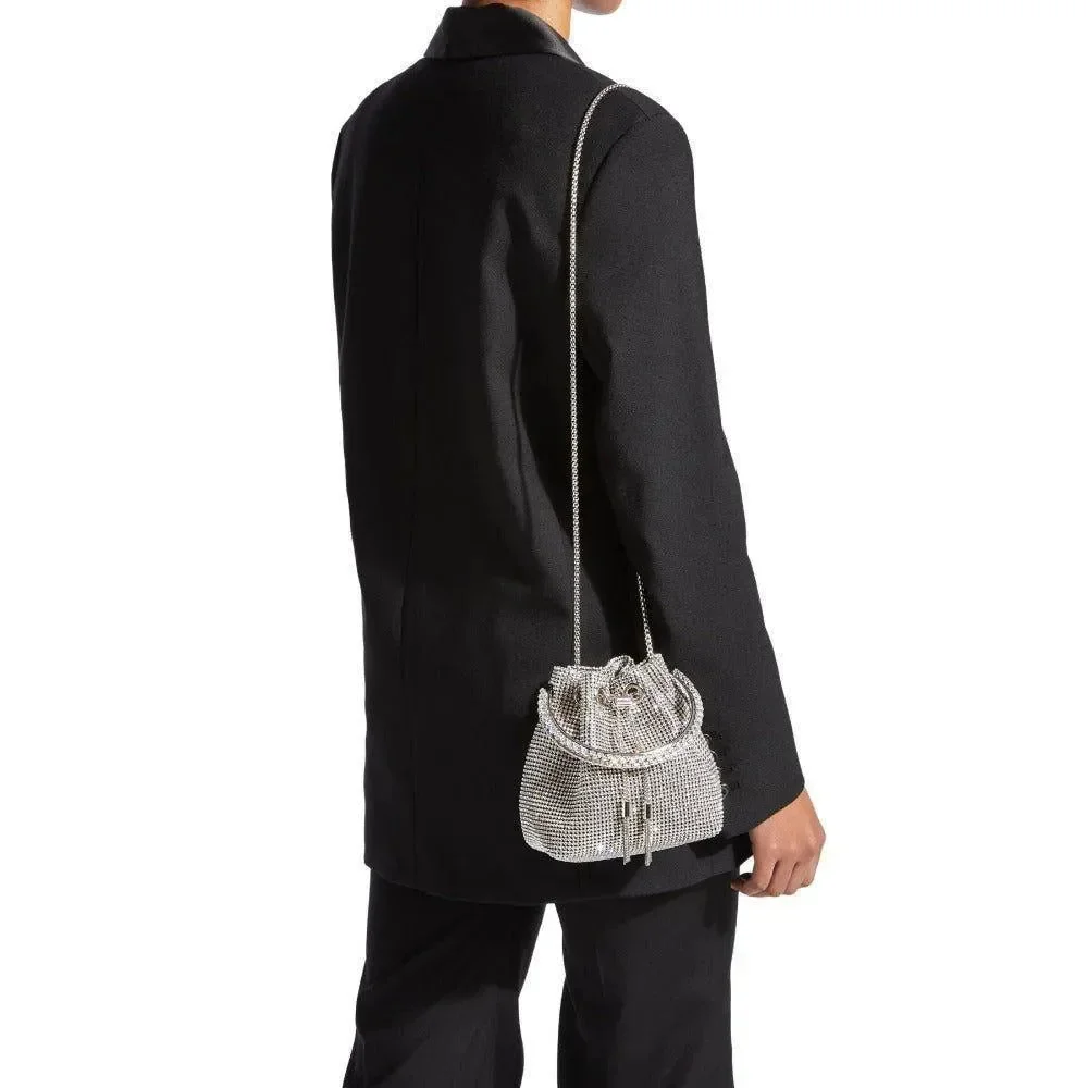 Elegant Crystal Tassel Silver Handbag