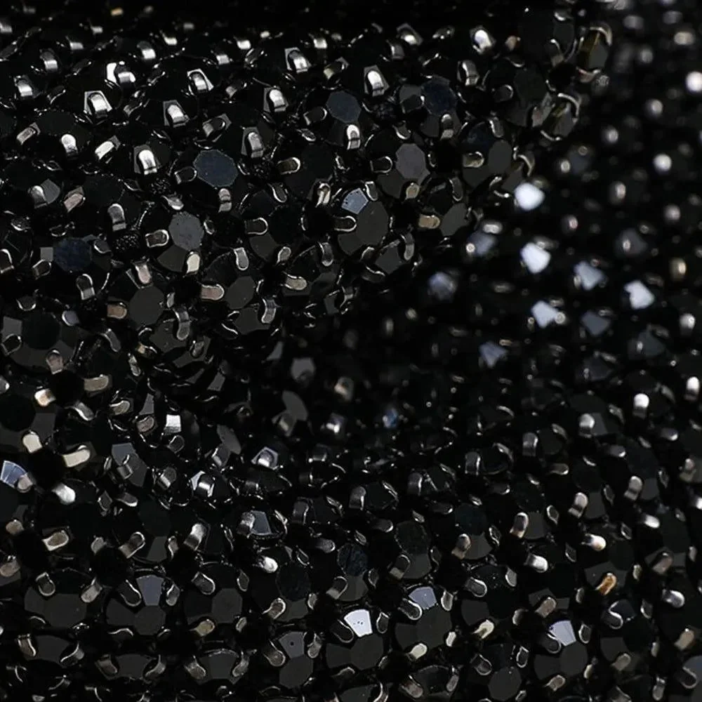 Rhinestone Sparkle Bucket Bag - Elegant Silver or Black Design