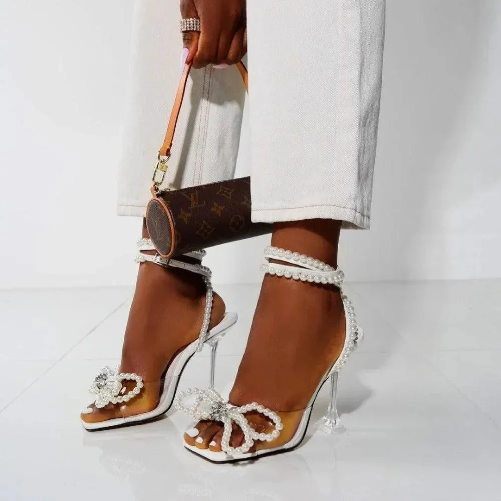 Elegant White Ankle Strap Heels for Formal Events