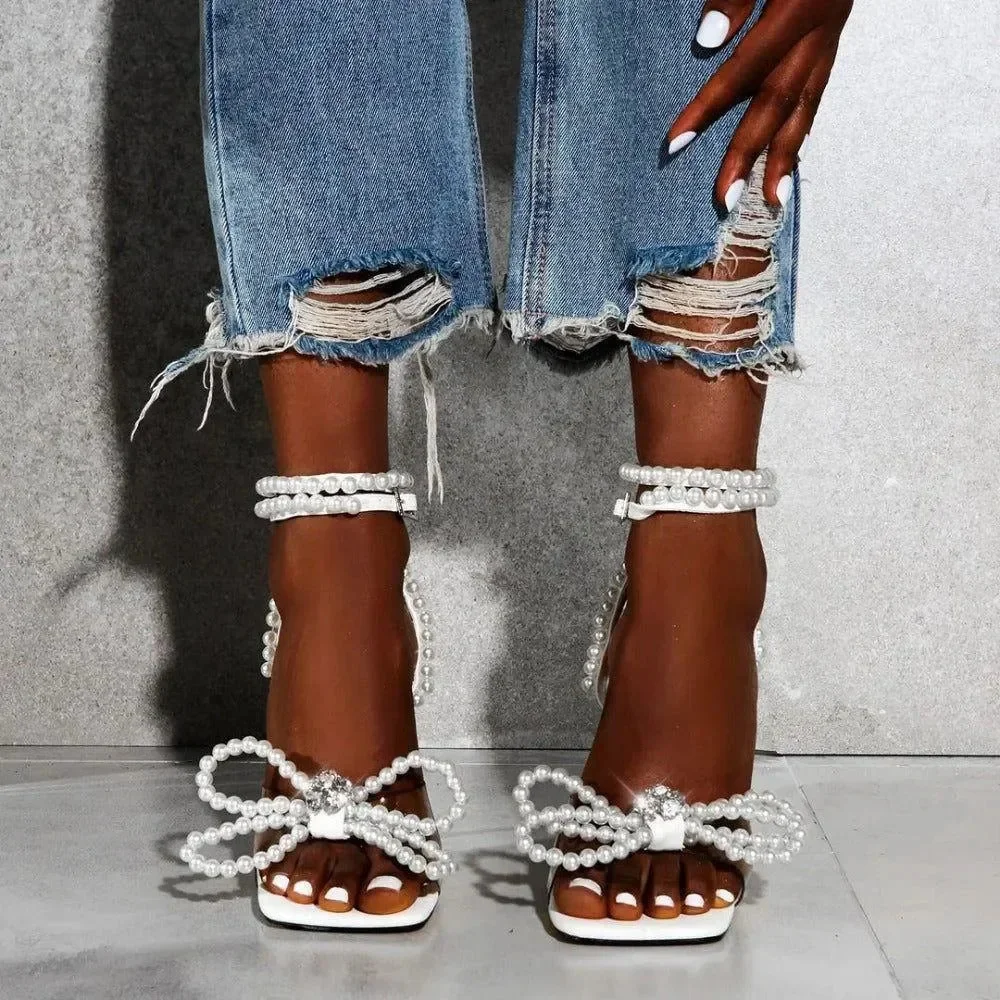 Elegant White Ankle Strap Heels for Formal Events