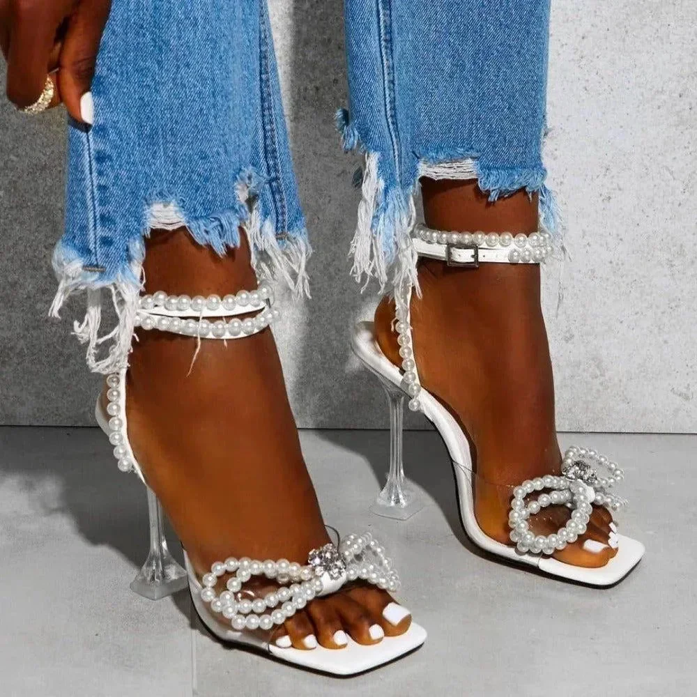 Elegant White Ankle Strap Heels for Formal Events