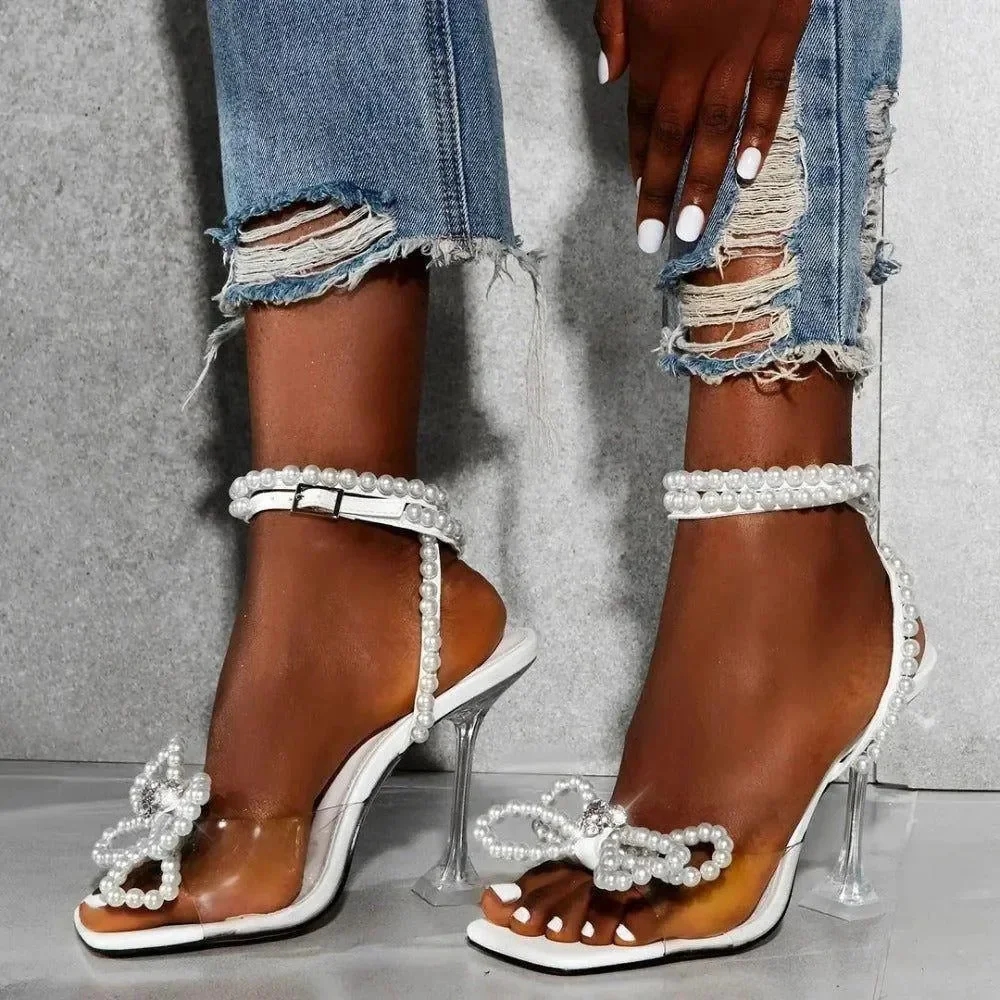 Elegant White Ankle Strap Heels for Formal Events